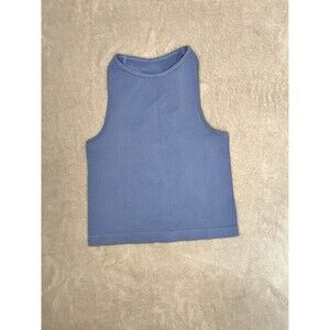Intimately Free People Blue Ribbed Tank Crop Sleeveless Fitted Racerback XS/S